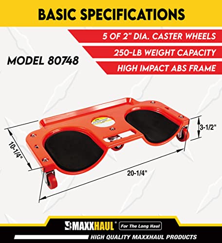 MaxWorks MaxxHaul 80748 Rolling Knee Creeper/Pads ABS High-Impact Frame, 5 Swivel Castors, Tool Tray Holder, multi-color, Small
