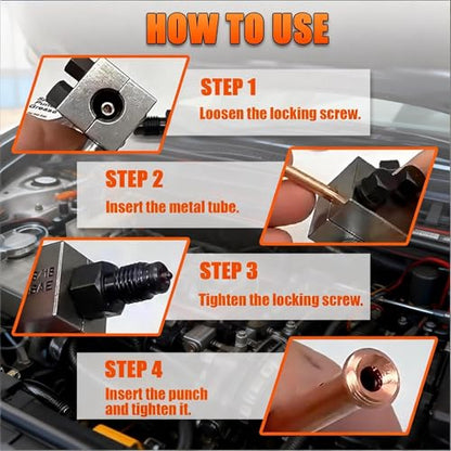 Universal Car Brake Line Flaring Tool Kit EOHMAK 3/16 Inch Brake Line Double Flare Tool, Heavy Duty Manual Flaring Tools for Tubing, Brake Fuel Line Repair for Cars, Trucks & Motorcycles - color: 4 packs/sets