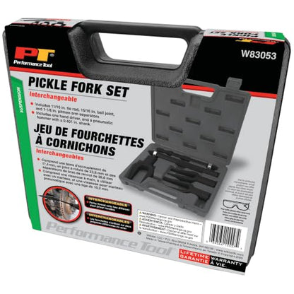 Performance Tool W83053 5-Piece Interchangeable Pickle Fork Set for Tie Rods, Ball Joint Removal, Pitman Arms, Suspension Pry Bar Set, Air Hammer Tool, Carrying Case