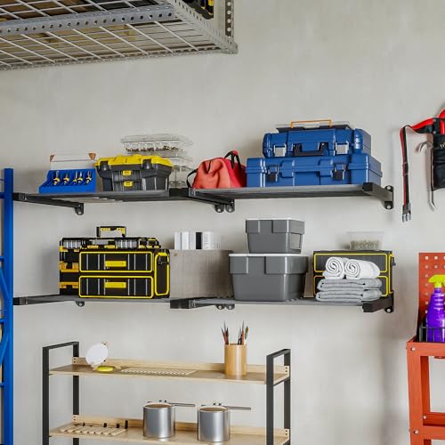 Ultrawall Heavy Duty Garage Wall Shelves, Wall Mounted Storage Shelves, Holds Up to 800Lbs, 2Pack, Black (33in) - size: 33in