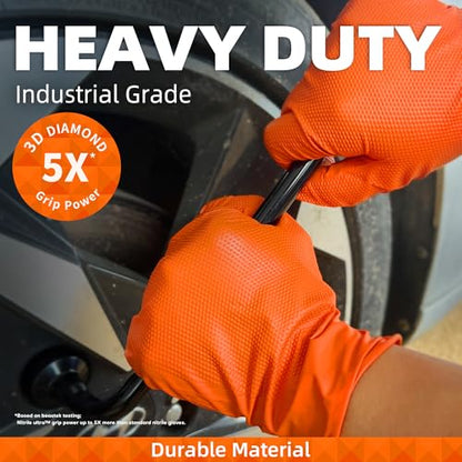 Beastek Nitrile Disposable Gloves, 8Mil Latex & Powder Free Chemical Resistant Heavy Duty Cooking Diamond Glove Orange 50 Pcs - color: Medium (Orange)