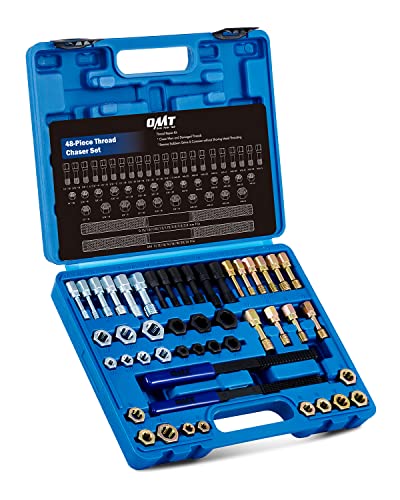 Orion Motor Tech 49 Piece Thread Chaser Set, Metric and SAE Thread Repair Kit with 22 Taps 24 Dies 3 Thread Files, Universal Rethreading Kit Thread Restorer Tool Set in UNC UNF Metric Sizes with Case - size: Metric and SAE