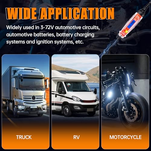 AWBLIN Automotive Test Light 3-72V DC Digital Light Tester | Voltmeter, Heavy Duty Auto Circuit Tester, LCD Backlight Display and LED Indication, Electric Test Pen with Illumination
