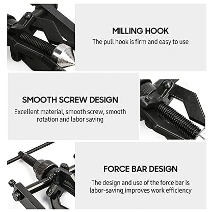 3 Jaw Puller Heavy Duty Bushing Gear Extractor Tool Kit with 1/4 Socket Ratchet Wrench Open End Spanner for Motorcycle Car Universal Bearing Puller Set of 5 Pieces