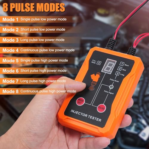 CHICIRIS Automotive Fuel Injector Tester Cleaning Tool Kit 2 in 1 Function 8 Adapters and 8 Pulse Modes DIY Tool 4 Wire Dual Channel for 2 Injectors (White) - color: White