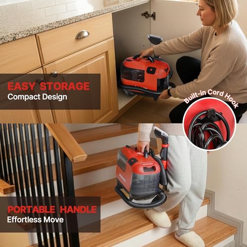 Shop-Vac Portable Carpet Cleaner Machine with Steam & Heating, 5430225 | Cleaning Solution Included, 3 Modes, Deep Stain Removal with Self-Cleaning Tool, for Car, Furniture, Stair & Fabric Cleaning
