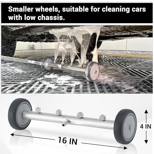 M MINGLE 16 Inch Undercarriage Washer Attachment with Foam Cannon, 4000PSI | Low Clearance Rolling Wheels, Includes Car Wash Mitt, Fits Sedans, SUVs and Trucks - size: 16 Inch