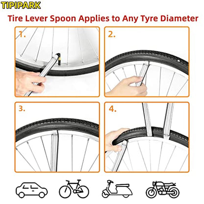 Bike Tire Levers - Motorcycle Tire Spoons Iron Set Dirt Bike Tire Changing Tools 10" Lengthen Premium Stainless Steel Repair Tube for Motorcycles Electric Bicycles Mountain Dirtbike - color: silver-3pcs