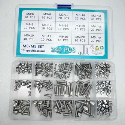 Button Head/Hex Socket/Phillips Flat Head Screws Assortment - Furniture, Auto, Home Repair Fastener Kit (240 PCS M3-M5 Cross Head Screws Set) - color: 240 PCS M3-M5 Cross Head Screws Set