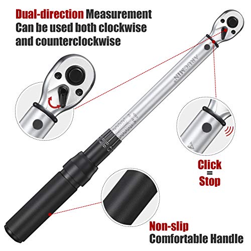 3/8-Inch Drive Click Torque Wrench (10-100 ft.-lb./15-135Nm) Dual-Direction Adjustable Torque Wrench Set - size: 3/8" Drive 10-100 ft.-lb/15-135 Nm