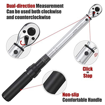 3/8-Inch Drive Click Torque Wrench (10-100 ft.-lb./15-135Nm) Dual-Direction Adjustable Torque Wrench Set - size: 3/8" Drive 10-100 ft.-lb/15-135 Nm