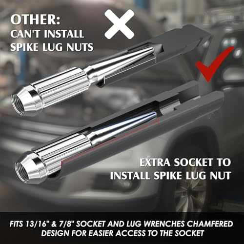 MIXPOWER 8PCS Spline Socket Set,SAE & Metric Lug Nut Key Set for Easy Removal of Locking Lug Nuts on Aftermarket 5, 6, 7, 12 Spline and Hex Style - size: 8PCS