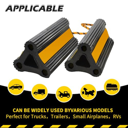 Vacallity Wheel Chocks for RV Trailer Car Truck, Upgrade Rubber Wheel Chocks with Rope Easy to Use,Camper Travel Chock Blocks Wheel Immobilizers & Chocks (8.2" 4pair) - size: 8.2" 4pair