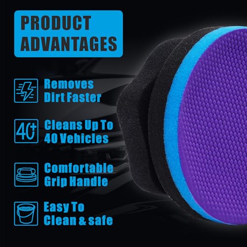 Synthetic Clay Hand Clay Bar Pad, 2-Pack, Blue Purple | Car Auto Detailing, Cleansing, Paint Surface Prep Tool, For Waxing & Polishing