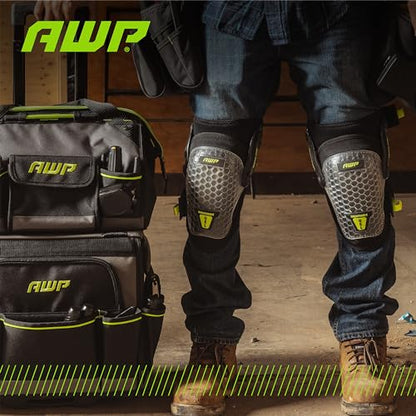AWP Gel Pro Comfort Hinge Knee Pads | Dual Gel/Foam Padding + Comfort Hinge Design | Non-Marring Cap, Breathable Straps | Jobsite Knee Protection for Flooring, Construction & Landscaping - size: 1 Pair, style: Gel Pro Foam Padding Knee Pads