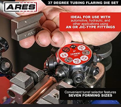 ARES 18077 – 37 Degree Professional Flare Die Set – for Use with Professional Brake Line Flaring Tools – Use with Flaring Tool to Form Flares in Steel, Stainless Steel, Copper, and Aluminum Tubing - size: 37 Degree Tubing Flaring Die Set