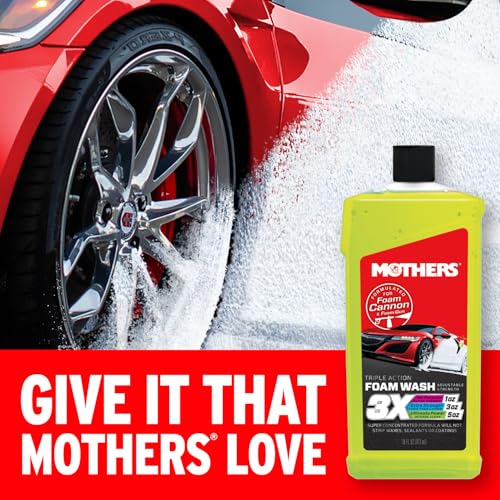 Mothers Triple Action Foam Wash, 16 oz. (05616) | pH Balanced, Eco-Friendly, Super-Sudsy, Foam Cannon, Won't Stripping Wax, Sealant or Coating, Super Concentrated - size: 16 Fl Oz (Pack of 1)