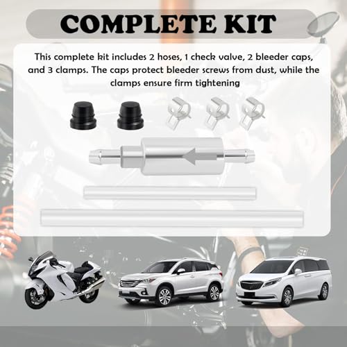 OFBAND Car Brake Bleeder Kit with One Way Check Valve,Transparent Car Brake Bleeder Hose One Way Check Valve & Brakes Bleeders Caps Kit,Practical One Ways Brakes Bleeders Valves Hose Kits - color: 1PC