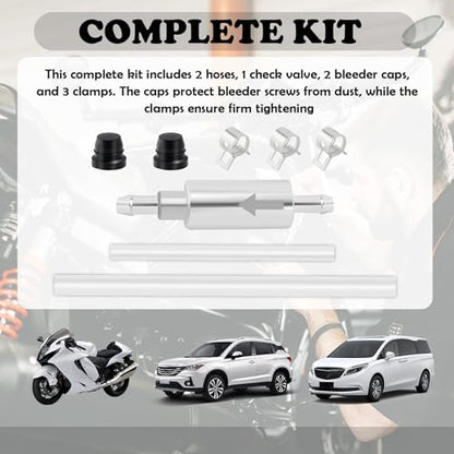 OFBAND Car Brake Bleeder Kit with One Way Check Valve,Transparent Car Brake Bleeder Hose One Way Check Valve & Brakes Bleeders Caps Kit,Practical One Ways Brakes Bleeders Valves Hose Kits - color: 1PC