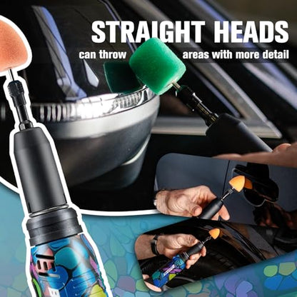 BATOCA S6 Mini Cordless Polisher for Car Detailing 2x2.0Ah Batteries, 0mm Rotary Buffer, 12mm Dual Action Polisher 1-3 Inch, 2 Different Speeds Heads Systems, 4.2k-21k or 1-5k RPM Graffiti Style - size: Graffiti Style with 2 batteries