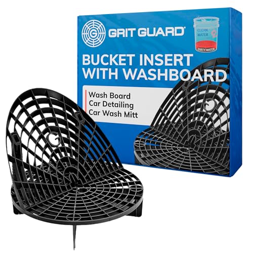 The Original Grit Guard Bucket Insert with Washboard Combo | Removes Dirt from Wash Mitt for Detailing | Car Wash Bucket Insert & Washboard | Black/Black - Made in the USA - color: Black/Black