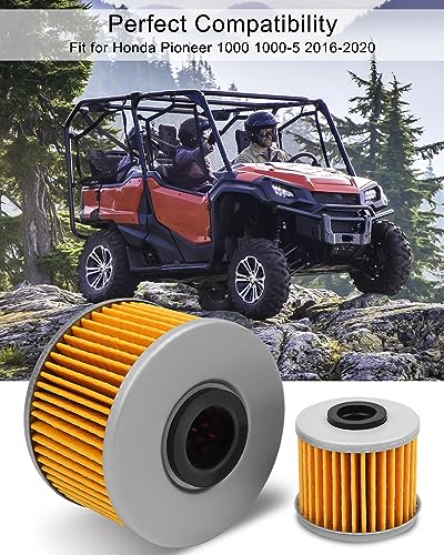 15412-HP7-A01 Oil Filter Kit Fit for Honda Pioneer 1000 1000-5 2016-2020 All Models Replace 15412-MGS-D21 91301-107-000 91302-PA9-003 94109-12000, Oil Filter Change Kit with O-rings and Washers