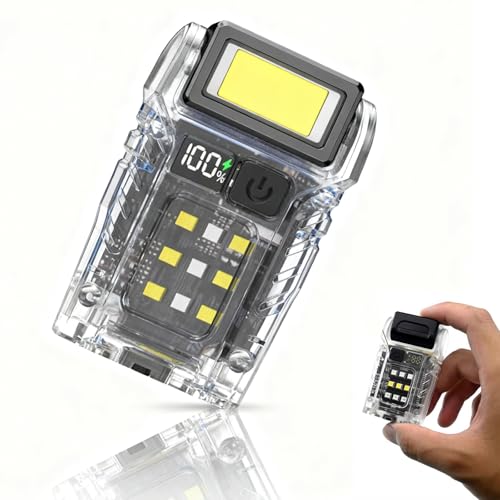 Wrrozz G5 Rechargeable EDC Flashlight, Flat Mini Pocket, Magnetic 7 Modes | 1200 Lumens, Super Bright Small Flash Light, Portable LED Dual Light with Pocket Clip, Keychain Torch for Camping Emergency - size: C-1 pack