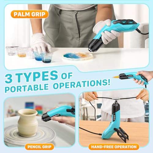 350W Mini Heat Gun with Dual Temp Settings 554℉ & 896℉ (290℃-480℃), Mini Hot air Gun with Overheat Protection Reflector Nozzle and 4.9Ft Long Cable for Crafts, Shrink Tubing and Epoxy Resin