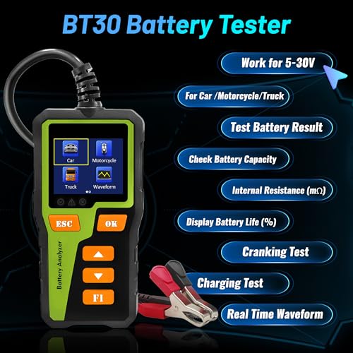 Car Battery Tester 12V Load Tester 100-2000 CCA Alternator Battery Analyzer
