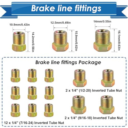 1/4Inch x 25 ft Brake Line Tubing Kit Flexible Zinc Coated Alloy Brake Line Tubing Coil with 16 Inverted Flare Fittings SAE Standard - size: 1/4 Inch Silver, style: Brake Line