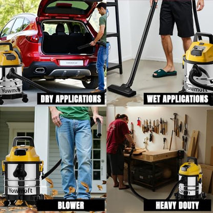 4 Gallon Cordless Shop Vac, Cordless Shop Vacuum Wet and Dry with 16 Kpa Strong Suction & Blower, Battery Powered Shop Vac for Car, Home and Garage (Tool Only)