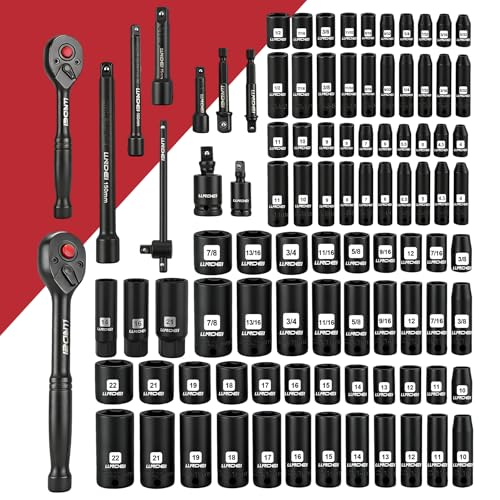 LLNDEI 151 Piece Ratchet Wrench Tool Set 1/4" 3/8" Drive with SAE and Metric 6 Point Sockets Set, Mechanic Tool Kit with Bits, Combination Wrench universal joint adapter. - color: 151 Pcs 1/4" 3/8" Drive Sockets Set 6 Point