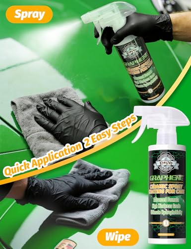 Kingvo Car Ceramic Coating, Car Spray Wax Graphene Polish Crystal Coating,Windshield Washer Fluid Window Cleaner Detailing Supplies Automotive Kit