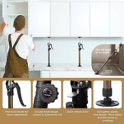 MANQO Cabinet Jack for Installing Cabinet，Adjustable Support Pole，3rd Hand Support System，Extend from 19.29 inch to 43.30 inch,Supports up to 264lbs for Drywall 4Pcs Set (Patent Design) - size: 19.29"-43.30" 4pc