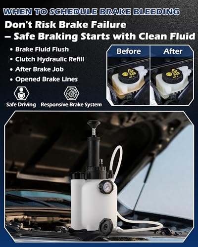 Brake Fluid Bleeder Kit, 3L Power Bleeding Pump w/ 1L Catch Bottle & Fluid Dropper, Automotive Pressure Bleeder Brakes Flush Kit, Compatible with 43.5/45/49.5/50.7mm Master Cylinder Reservoir