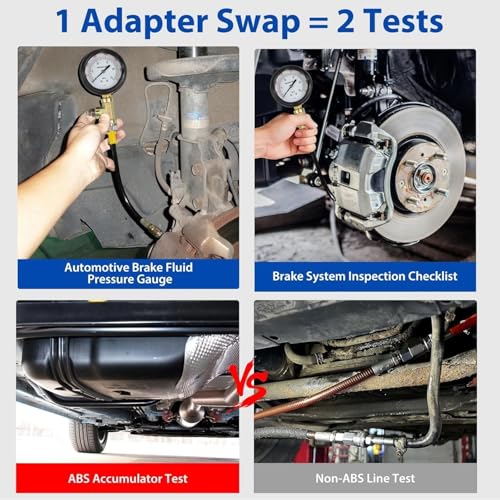 Brake Pressure Tester, Universal Brake Pressure Gauge, 0-3500PSI ABS Hydraulic Oil Pressure Gauge Kit, Brake System Test Diagnostic Tool for Gasoline Car