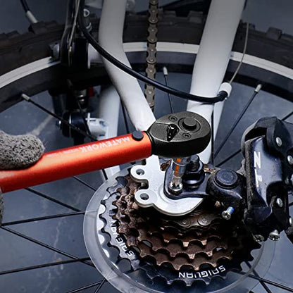 1/4 Inch Drive Click Torque Wrench, 27 PCS Bike Torque Wrench Set Double Scale (1-25Nm/8.9-221.3lb.in), 0.1Nm High Precision with Bit Sockets, 3/8 Adapter, Extension Bar, for Bicycle Maintenance - size: 1/4-inch (27pcs, 1-25 nm/8.9-221.3 lb.in)