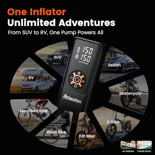 S9 Portable Air Compressor, 21s Ultra Fast Inflate, 2 In 1 Tire Inflator with Safety Hammer & Premium Gift Box, Cordless with Dual Power Supply, 150 PSI Electric Air Pump for Car,Bike,Truck