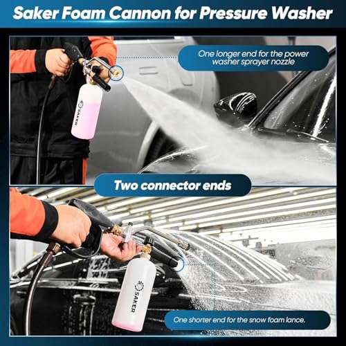 Saker Foam Cannon Dual Connector Accessory for Pressure Washer Kit,with Foam Cannon Dual Connector,Pressure Washer Gun for Car Washing and Cleaning,5 Power Washer Sprayer Nozzles - size: Four-Piece Set