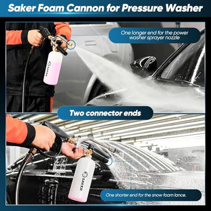 Saker Foam Cannon Dual Connector Accessory for Pressure Washer Kit,with Foam Cannon Dual Connector,Pressure Washer Gun for Car Washing and Cleaning,5 Power Washer Sprayer Nozzles - size: Four-Piece Set