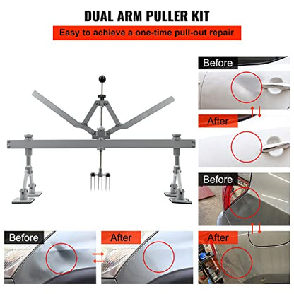 870mm Four-Legged Car Dent Pull Lever Bar Kit 6 Claw Hook Puller Rings Aluminum Auto Body (Silvery) - color: Silvery