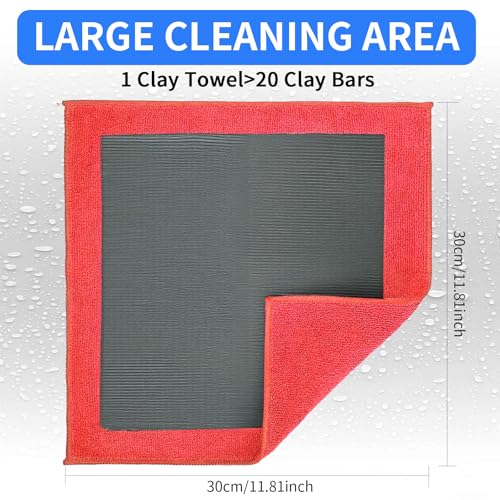 2 Pack Clay Towel Auto Detailing 12 x 12 Inch Fine Grade Clay Bar Towel for Car Detailing Microfiber Car Cloth Cleaner for Cleaning & Release of Paint Contaminants, Red - color: Red