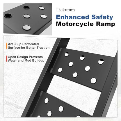 LIEKUMM 40" Heavy Duty Motorcycle Ramp, 1100 lbs Single Loading Ramp for Pickup Trucks, Metal Dirt Bike Ramp for Truck Bed, E-Bike and Scooter Use - size: 40"L(Black/1PC)