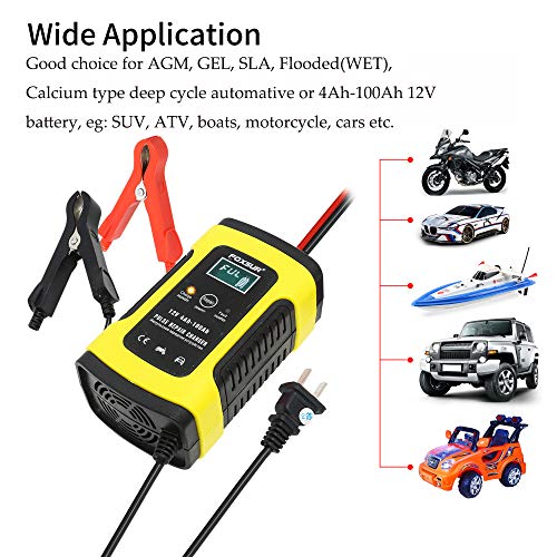 12V 5 Amp Automotive Smart Battery Charger Maintainer for Car, Motorcycle, RV, SUV, Lawn Mower, Boat, RV, SUV, ATV and More
