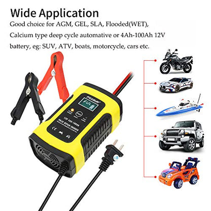 12V 5 Amp Automotive Smart Battery Charger Maintainer for Car, Motorcycle, RV, SUV, Lawn Mower, Boat, RV, SUV, ATV and More