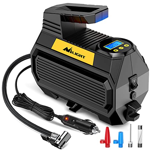 Nilight Tire Inflator Air Compressor Portable Air Pump for 12V DC Car Tires with Digital Pressure Gauge 150PSI Auto Tire Pump with LED Light for Cars ATVs Bicycles, 2 Years Warranty, 50066A - color: Air Compressor Pump With Digital Gauge