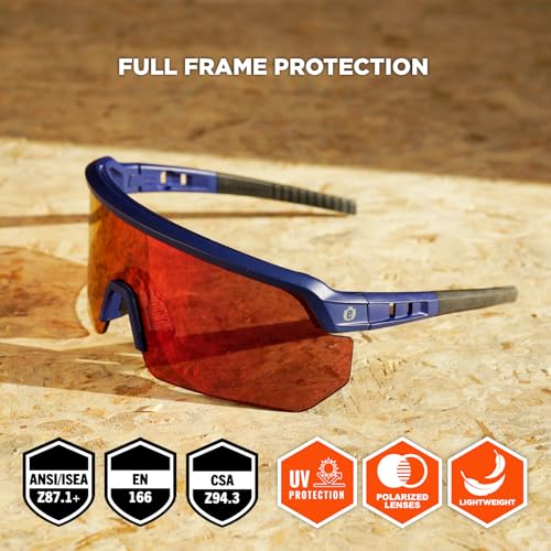 Ergodyne Skullerz AEGIR Safety Sunglasses, High Contrast Color Enhancing Mirrored Lenses, ANSI z87.1 - color: High Contrast Red Mirror Lens