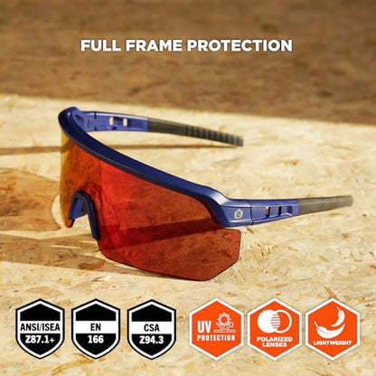 Ergodyne Skullerz AEGIR Safety Sunglasses, High Contrast Color Enhancing Mirrored Lenses, ANSI z87.1 - color: High Contrast Red Mirror Lens