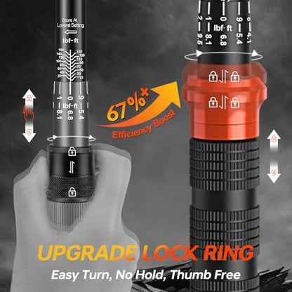 Upgraded Torque Wrench Set 8PCS, 1/4 3/8 1/2 inch Drive Click Torque Wrench, 10-230in.lb, 5-50ft.lb, 10-180ft.lb, 72-Tooth Dual Scale, ±3% Accuracy, 5 Adapters, for Bike, Moto, Car Repair and Maint - size: 1/2 3/8 1/4-inch (8pcs)