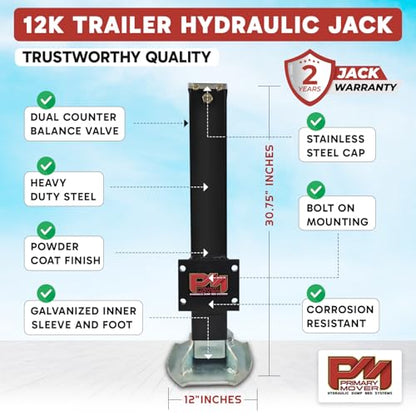 Hydraulic Trailer Jack (24,000 lb) Power Jack 12K x 2 Double Acting, Lift Trailer Jack Stand & Hydraulic Power Unit (24k Jack Kit Bolt On) PFJ-2-MB-K - style: 24k Jack "Bolt On"